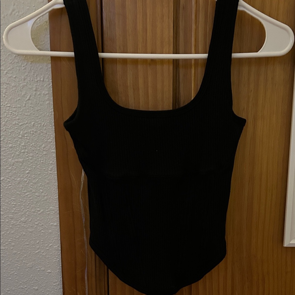 Black Ribbed Tank Top